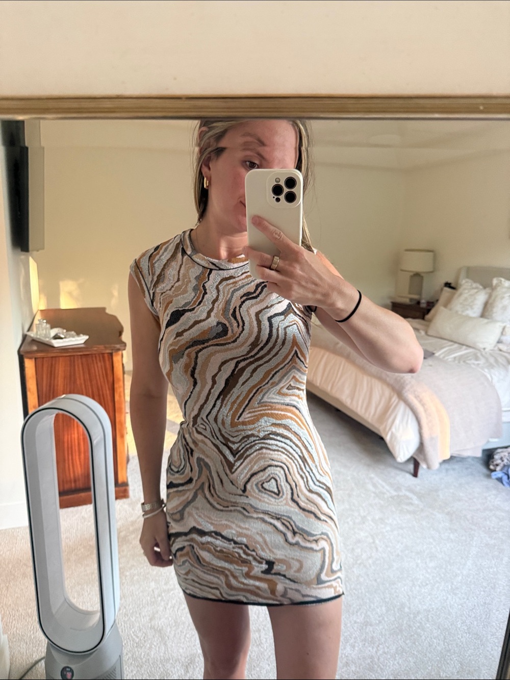 Missoni Metallic Wave Knit Sleeveless mini dress - Black, Tan, Cream